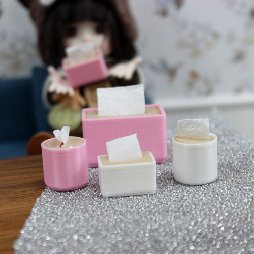 1：12分娃娃屋dollhouse仿真紙巾盒微縮抽紙盒模型迷你紙巾收納盒