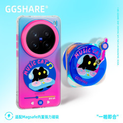 寄居蟹唱片貓手機殼vivox200pro防摔磁吸支架手機套超好看手腕繩