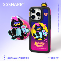 寄居蟹原創搖滾貓蘋果17promax手機殼iPhone16磁吸支架可愛手腕繩