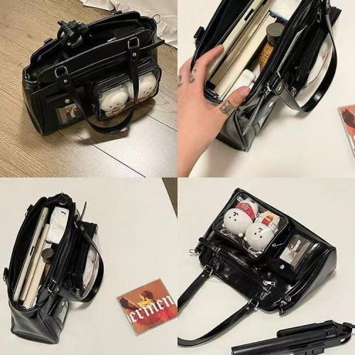 爆款復古棕機能多袋包甜酷大容量小衆單肩斜背日系少女百搭包袋女
