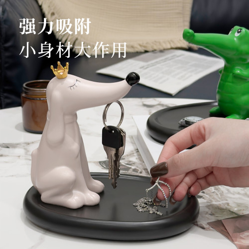 入戶玄關鑰匙收納架卡通客廳陶瓷擺件高檔首飾眼鏡收納盤喬遷禮品