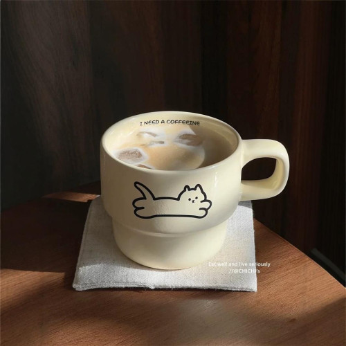 可愛的貓咪杯子~ins風情侶閨蜜情侶伴手禮物耐高溫陶瓷咖啡杯水杯