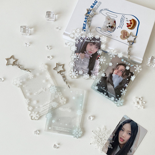 原創透明雪花硬卡套學生校園卡收納保護套三寸拍立得追星小卡卡套