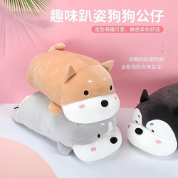 正版趣味趴姿狗狗軟萌趴枕可愛安撫玩偶居家休閒玩具淺棕/淺灰