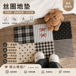 絲圈入戶門地墊玄關防滑耐磨耐髒可裁剪PVC腳墊韓系插畫風小地毯