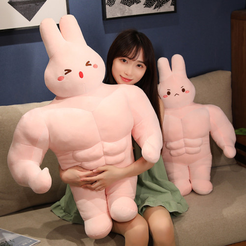 創意搞怪肌肉兔子公仔毛絨玩具猛男朋友抱枕女生布娃娃胖兔子玩偶