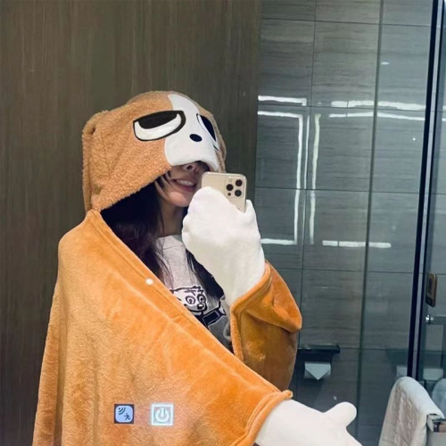 披風午休毯子出門扮狗暹羅厘普比格犬狗連帽午睡毯飛機旅行毛絨毯