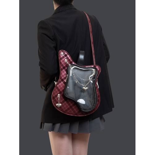 HIATUS原創吉他痛包創意撞色甜酷Y2K鏈條雙肩斜背後後背包甜美愛心包
