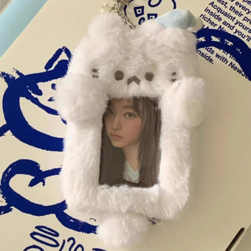 可愛白色毛絨小狗卡套3寸拍立得追星小卡照片收納保護套包包掛件
