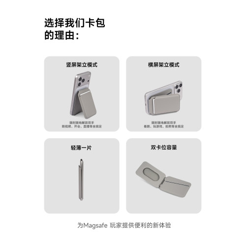 Magsafe磁吸卡包手機支架適用iPhone17/16/15/14/13/12/mini/Plus/ProMax皮革強磁卡套夾門禁多功能三角支架