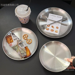 ins高顔值甜品不鏽鋼盤子韓式蛋糕盤點心盤餐盤骨碟吐司盤水果盤