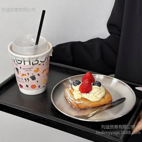 ins高顔值甜品不鏽鋼盤子韓式蛋糕盤點心盤餐盤骨碟吐司盤水果盤