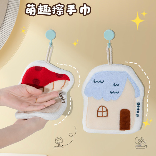 可愛擦手巾吸水掛式毛絨加厚衛生間擦手帕毛巾洗手小方巾廚房抹布