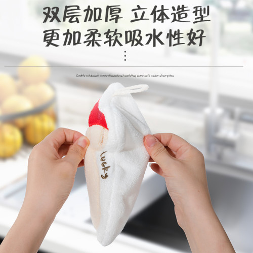 可愛擦手巾吸水掛式毛絨加厚衛生間擦手帕毛巾洗手小方巾廚房抹布