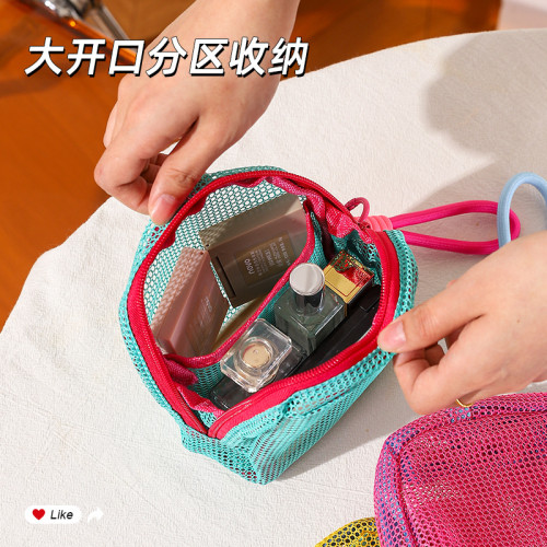 多巴胺手提豆腐包網格網紗可攜式戶外旅行收納包多功能洗漱化妝包
