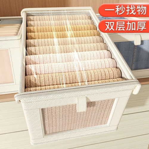 牛津布開窗可視收納盒帶蓋防塵收納箱家用可折疊衣服布藝收納整理