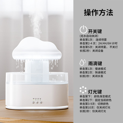 爆款雨雲加濕器 雨滴雲朵香薰機雲雨擴香氣 雨淋白噪音七彩燈