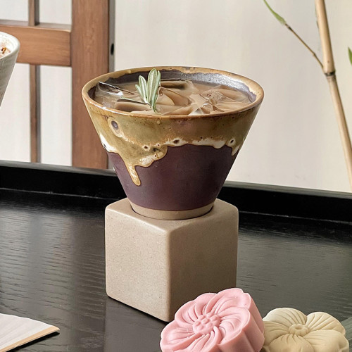 中古咖啡杯手工陶瓷杯漏鬥狀粗陶馬克杯水杯子做舊冷萃杯茶杯 中古咖啡杯手工陶瓷杯漏鬥狀粗陶馬克杯水杯子做舊冷萃杯茶杯