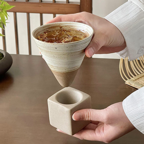 中古咖啡杯手工陶瓷杯漏鬥狀粗陶馬克杯水杯子做舊冷萃杯茶杯 中古咖啡杯手工陶瓷杯漏鬥狀粗陶馬克杯水杯子做舊冷萃杯茶杯