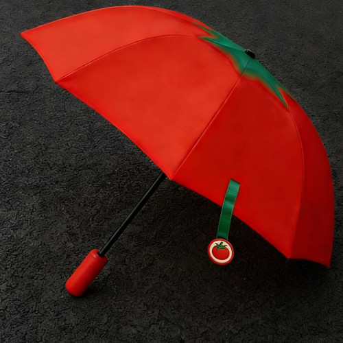 小紅書同款創意番茄雙面自動傘可攜式雨傘遮陽防曬可愛水果造型傘
