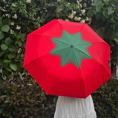 小紅書同款創意番茄雙面自動傘可攜式雨傘遮陽防曬可愛水果造型傘