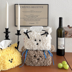 可愛毛絨小狗紙巾盒ins抽紙盒宿捨女家用桌面紙抽套客廳桌面擺件
