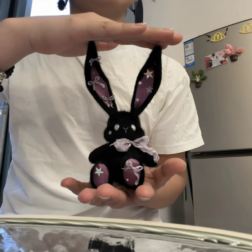 暗黑風手工DIY材料包毛絨兔掛件鑰匙釦可愛星月兔公仔禮物女生創 暗黑風手工DIY材料包毛絨兔掛件鑰匙釦可愛星月兔公仔禮物女生創