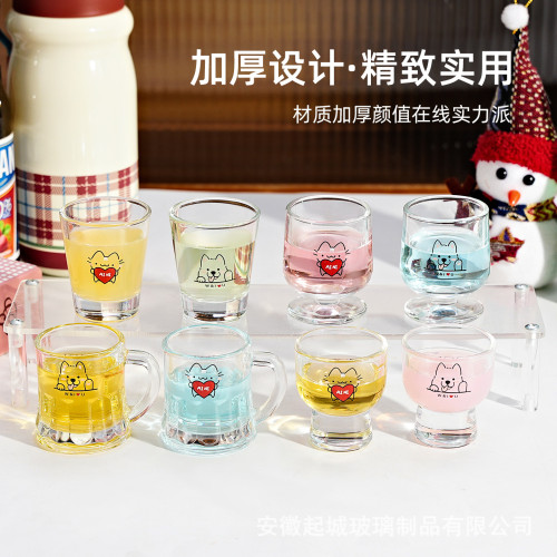 玻璃杯卡通可愛迷你家用高顔值喝水杯子
