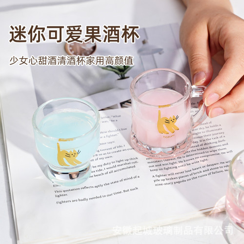 玻璃杯卡通可愛迷你家用高顔值喝水杯子