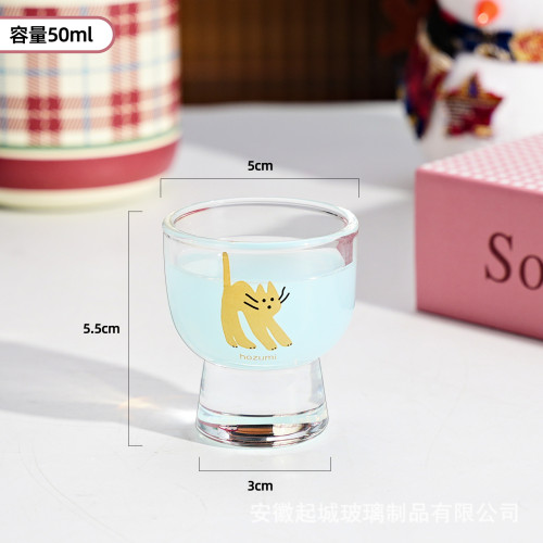玻璃杯卡通可愛迷你家用高顔值喝水杯子