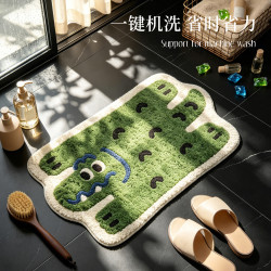 卡通趴趴鱷魚簇絨地墊衛生間浴室吸水腳墊家用異形毛絨防滑門墊