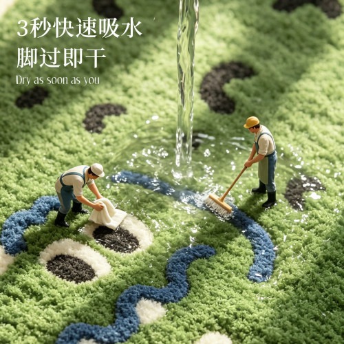 卡通趴趴鱷魚簇絨地墊衛生間浴室吸水腳墊家用異形毛絨防滑門墊