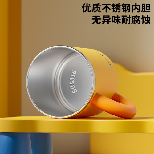 316不鏽鋼雙層馬克杯辦公室帶吸琯咖啡牛奶杯多巴胺茶水杯禮品杯