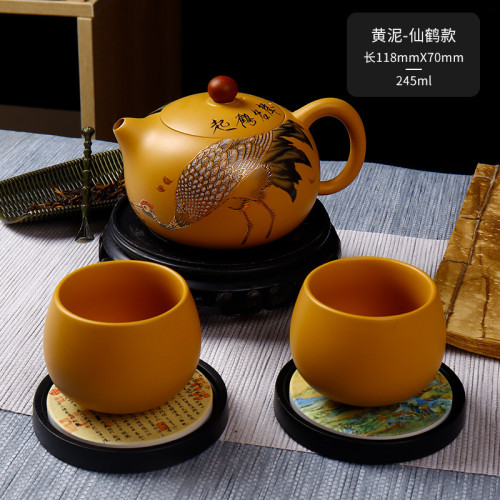 手工黃金段泥紫砂壺手繪鳳鳴壺原鑛西施壺泡茶壺功夫茶具一件批髮