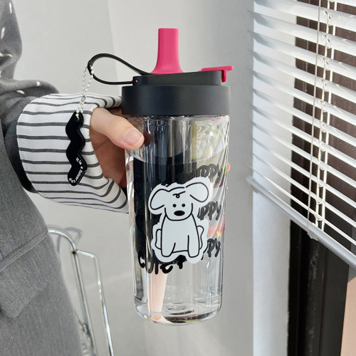 水杯女生高顔值可愛大容量吸管杯帶茶隔2024新款可攜式隨手塑膠杯子 水杯女生高顔值可愛大容量吸管杯帶茶隔2024新款可攜式隨手塑膠杯子