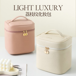 荔枝紋化妝包大容量高級感旅行pu皮質洗漱包多功能收納包