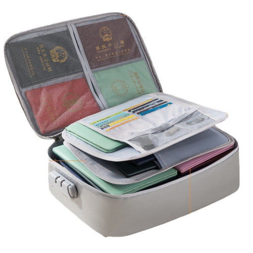 新款大容量防火証件收納包多功能文件整理包護照檔案包旅行收納包