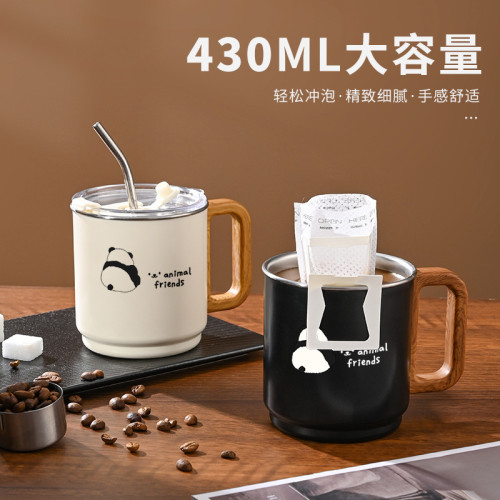 辦公室304不鏽鋼馬克杯帶手柄 女生奶茶咖啡杯吸管杯帶蓋隨手杯 辦公室304不鏽鋼馬克杯帶手柄 女生奶茶咖啡杯吸管杯帶蓋隨手杯