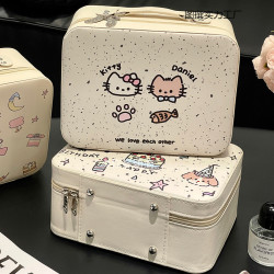 化妝包帶鏡子大容量可愛化妝箱小手提箱女旅行可攜式化妝品收納包