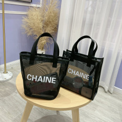 新款網紗超大容量洗漱化妝包外出可攜式手提袋隨身透明多功能收納包