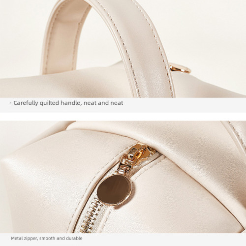 2025新款迷你奶油化妝包ins感可攜式大容量PU防水旅行護膚品收納包