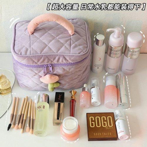 化妝包燈芯絨可愛化妝包高級感可愛洗漱包可攜式大容量化妝品收納包 化妝包燈芯絨可愛化妝包高級感可愛洗漱包可攜式大容量化妝品收納包