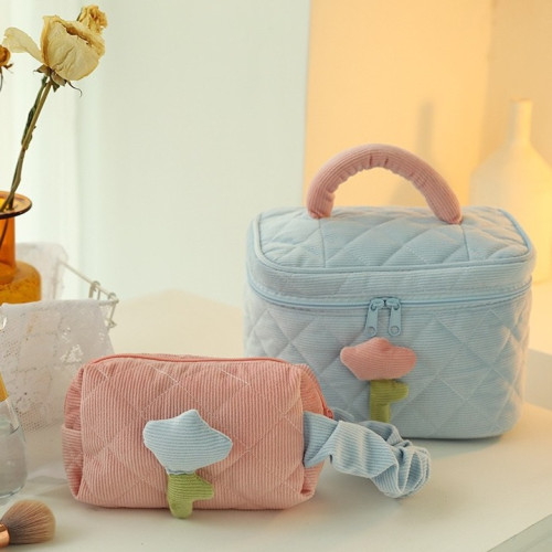 化妝包燈芯絨可愛化妝包高級感可愛洗漱包可攜式大容量化妝品收納包 化妝包燈芯絨可愛化妝包高級感可愛洗漱包可攜式大容量化妝品收納包