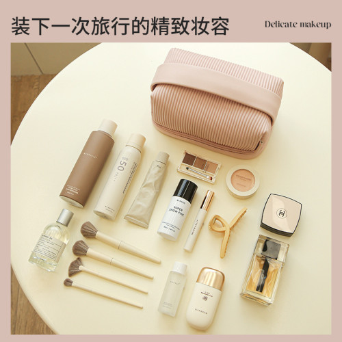 化妝收納包奶油吐司化妝包大容量女可攜式口紅收納包隨身旅行洗漱袋 化妝收納包奶油吐司化妝包大容量女可攜式口紅收納包隨身旅行洗漱袋