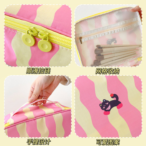 手提化妝包大容量分類收納包條紋馬卡龍旅行包可攜式小包包女士痛包 手提化妝包大容量分類收納包條紋馬卡龍旅行包可攜式小包包女士痛包