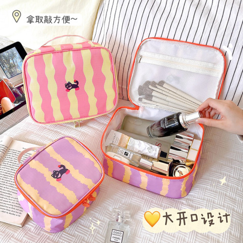 手提化妝包大容量分類收納包條紋馬卡龍旅行包可攜式小包包女士痛包 手提化妝包大容量分類收納包條紋馬卡龍旅行包可攜式小包包女士痛包