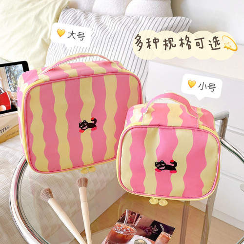 手提化妝包大容量分類收納包條紋馬卡龍旅行包可攜式小包包女士痛包 手提化妝包大容量分類收納包條紋馬卡龍旅行包可攜式小包包女士痛包