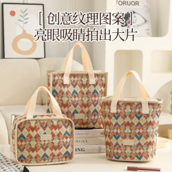 多功能化妝包斑馬紋民族風帆布托特包高級感大容量出差旅行收納包