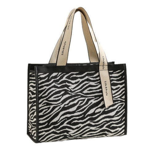 多功能化妝包斑馬紋民族風帆布托特包高級感大容量出差旅行收納包 多功能化妝包斑馬紋民族風帆布托特包高級感大容量出差旅行收納包