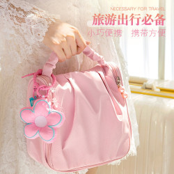 新款雲朵化妝包可攜式大容量手提旅行收納袋可愛花朵防水外出收納包